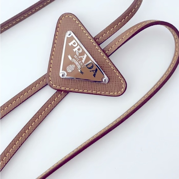Prada Other - Prada Saffiano Leather Bolo Tie Logo light brown unisex ⭐️⭐️⭐️⭐️